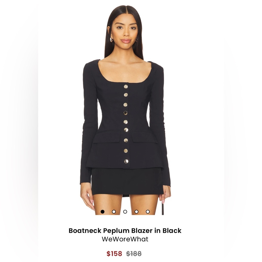Boatneck Peplum Blazer in Black - Picture 3 of 10